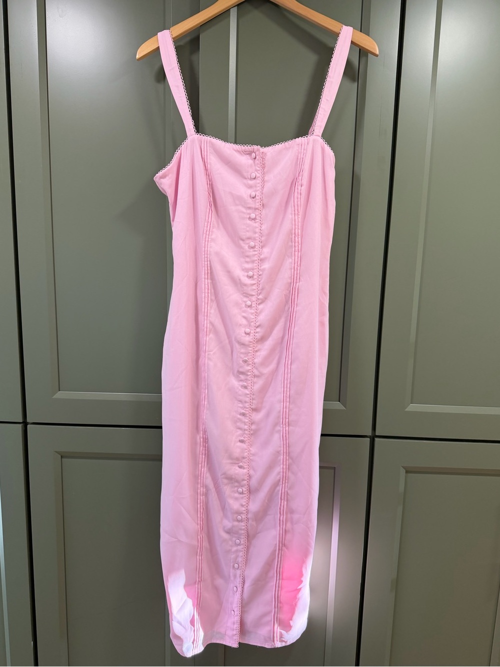The Vintage Shop Pink Button-Front Slip Dress